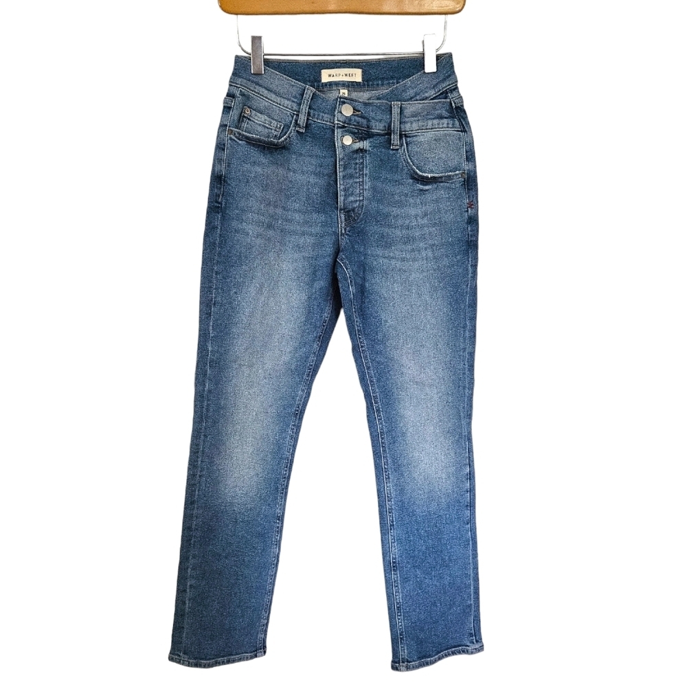 Warp + Weft crossover waistband slim straight jeans‎